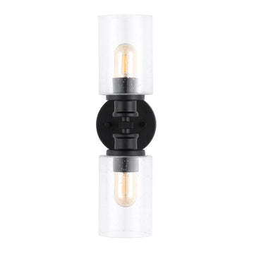 Jules Edison 16.5" Cylinder Iron/Seeded Glass Farmhouse Contemporary LED Wall Sconce - JONATHAN Y
